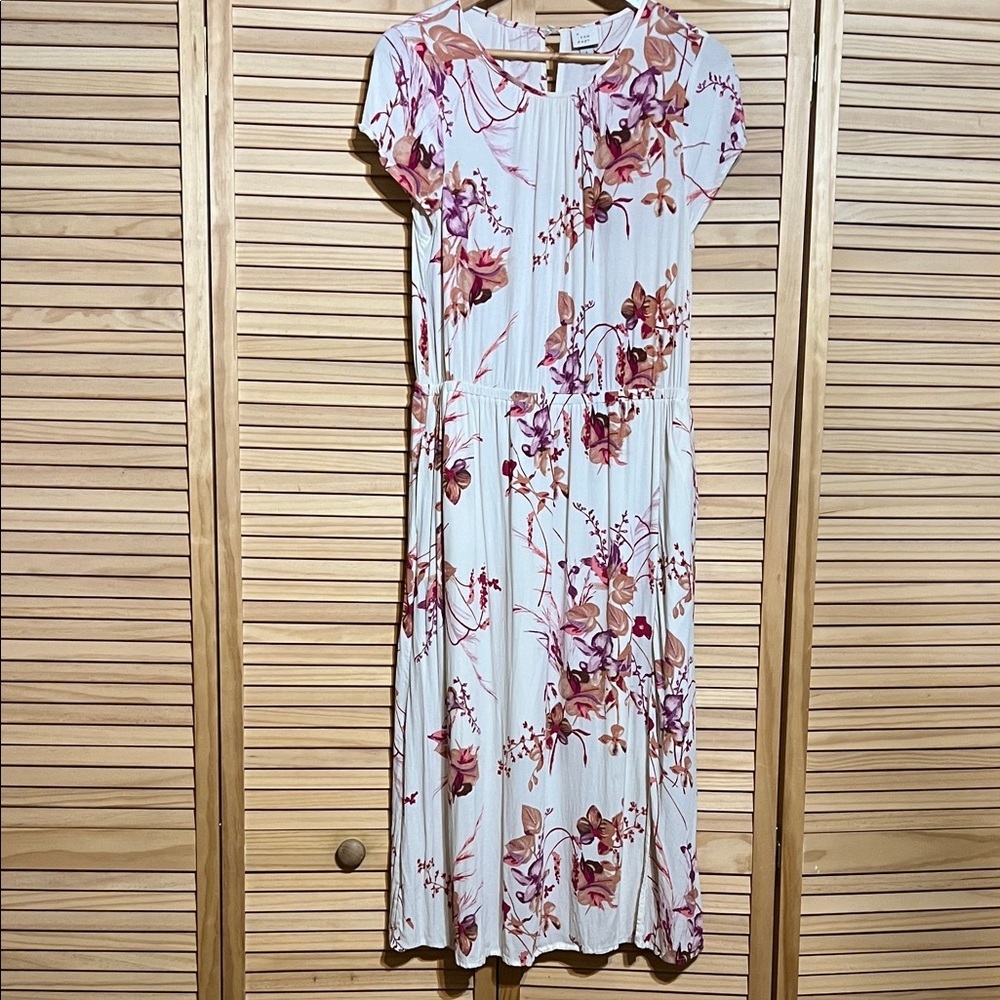 A New Day casual Floral Midi Dress cap sleeve